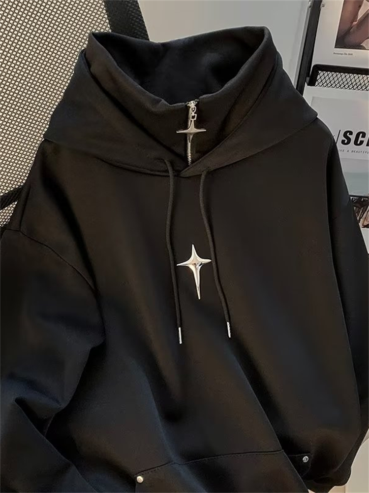 Streetwear Brand Hoodie - 가을 겨울 하이넥 후드티 남성 캐주얼