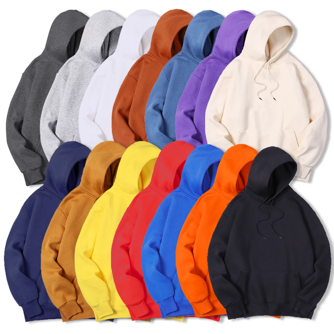 Streetwear Brand Hoodie - 남성용 단색 후드 스웨터 따뜻한 울