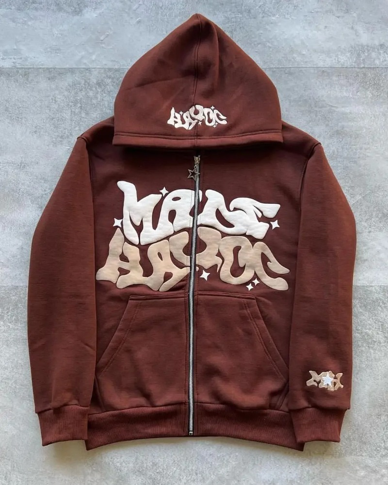 아메리칸 레트로 스타 & 레터 프린트 지퍼 후드티 여성 - Streetwear Brand Hoodie 리뷰 및 가격