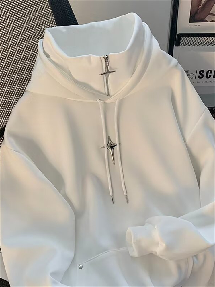 가을 겨울 하이넥 후드티 남성 캐주얼 트렌디 스포츠 레 - Streetwear Brand Hoodie 리뷰 및 가격